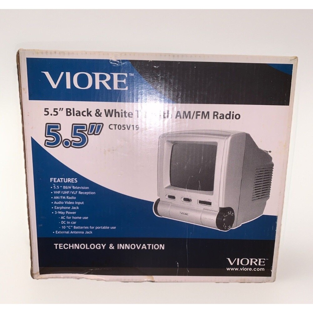 Vintage Viore 5.5” Portable Black & White TV With AM/FM Radio